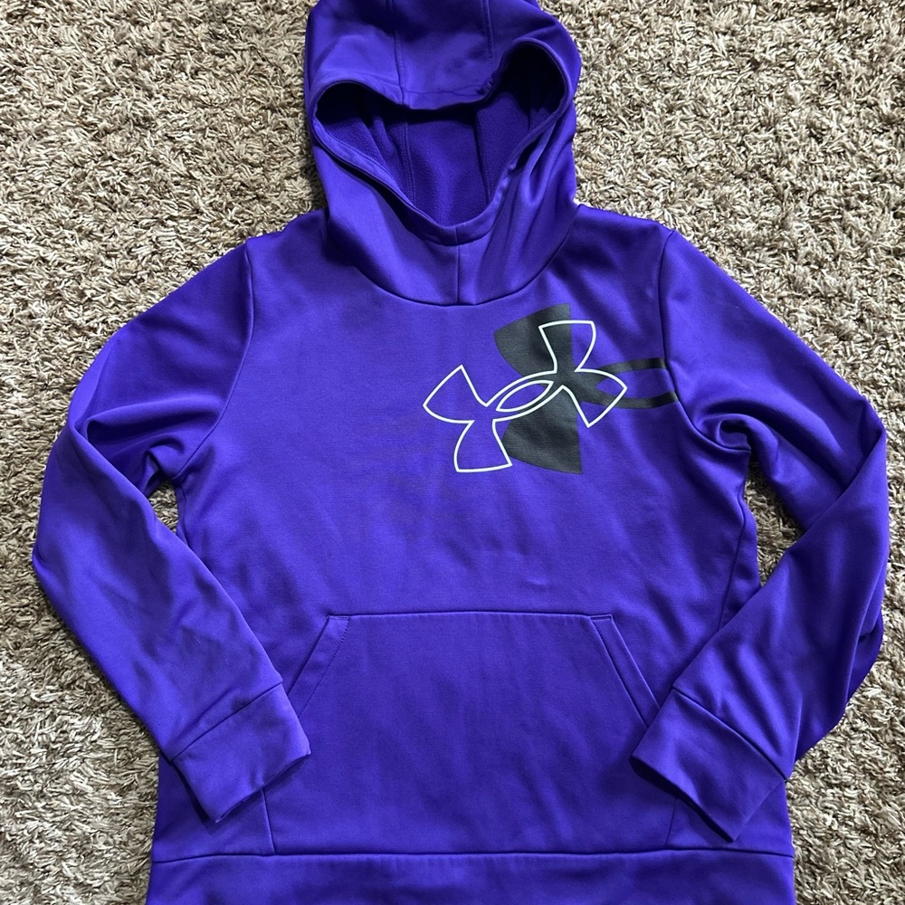 UA Girls Under Armour Vibrant Purple Hoodie with Logo Youth Large